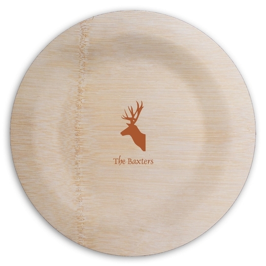 Deer Buck Round Bamboo Plates