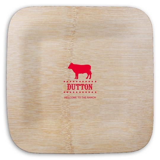BBQ Cow Square Bamboo Plates