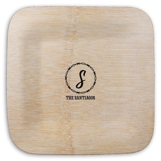 Barbed Wire Square Bamboo Plates