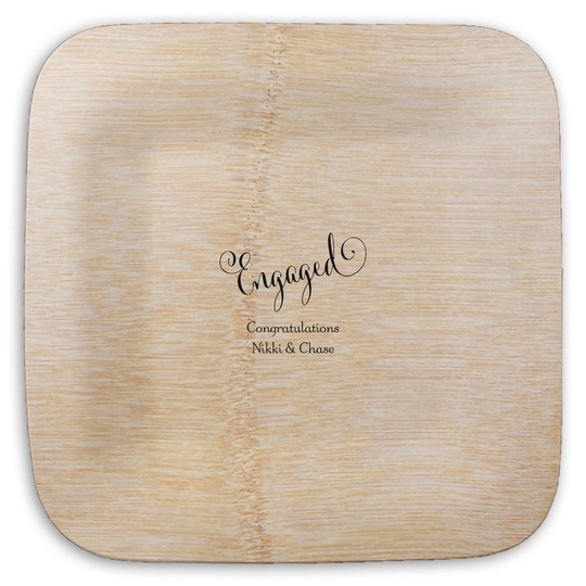 Romantic Engaged Square Bamboo Plates