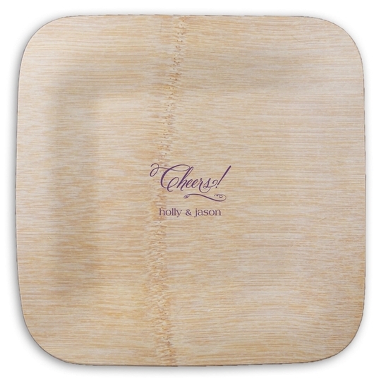 Elegant Cheers Square Bamboo Plates