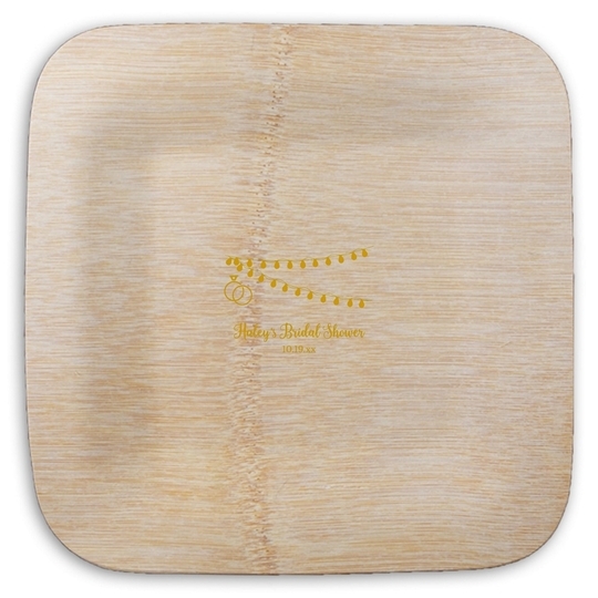 Wedding String Lights Square Bamboo Plates
