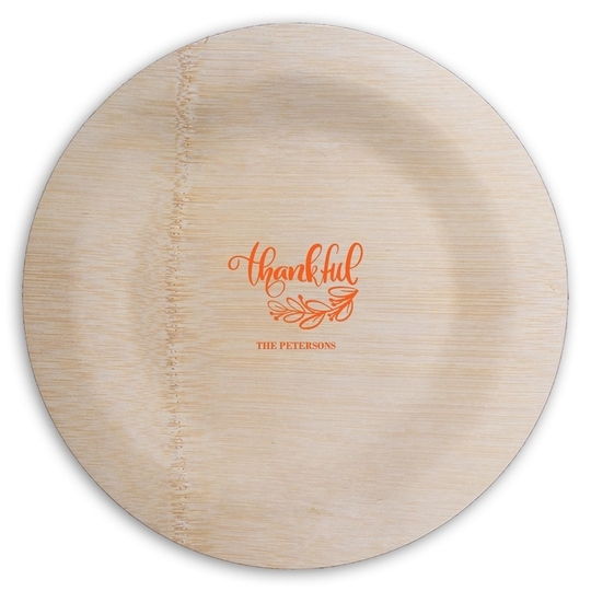 Thankful Round Bamboo Plates