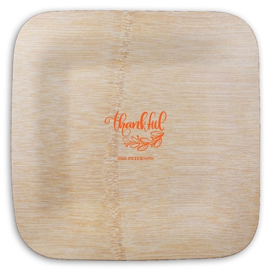 Thankful Square Bamboo Plates