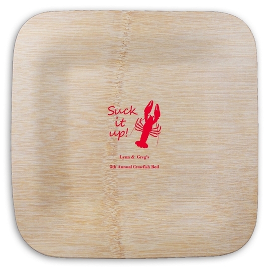 Crawfish Suck It Up Square Bamboo Plates