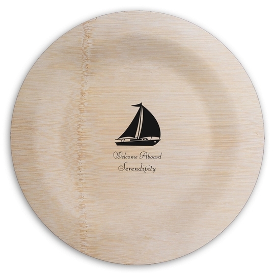 Large Sailboat Round Bamboo Plates