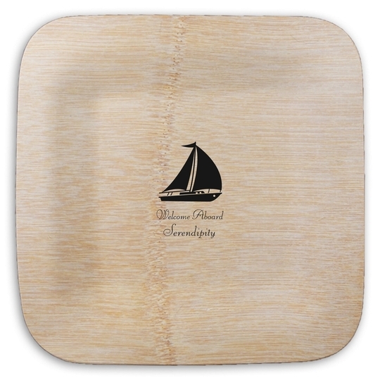 Large Sailboat Square Bamboo Plates