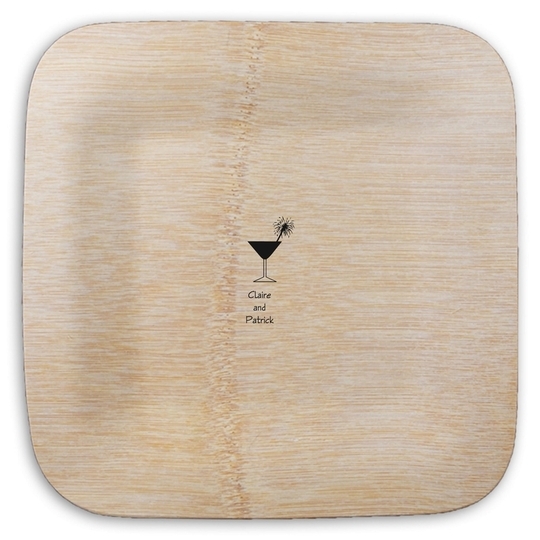 Martini Sparkler Square Bamboo Plates
