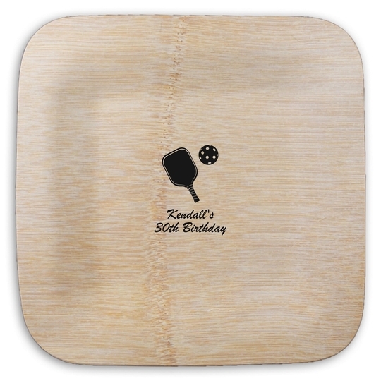 Pickleball Paddle Square Bamboo Plates