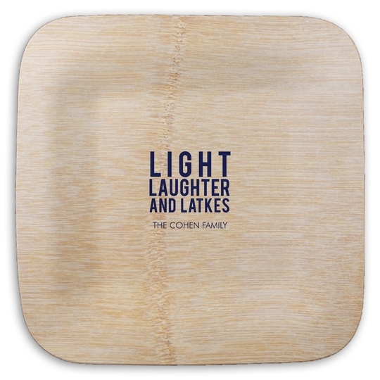 Light Laughter And Latkes Square Bamboo Plates