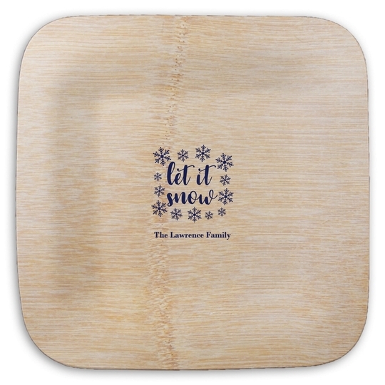 Let It Snow Square Bamboo Plates