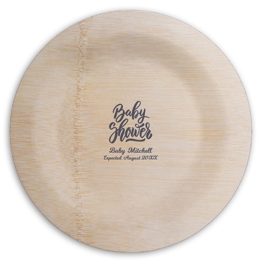 Handwritten Baby Shower Round Bamboo Plates