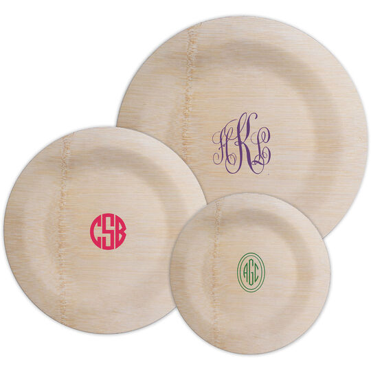 Design Your Own Monogram Round Bamboo Plates