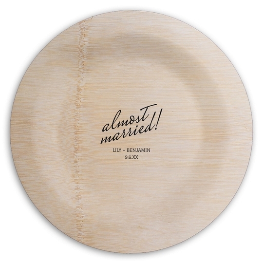 Expressive Script Almost Married Round Bamboo Plates
