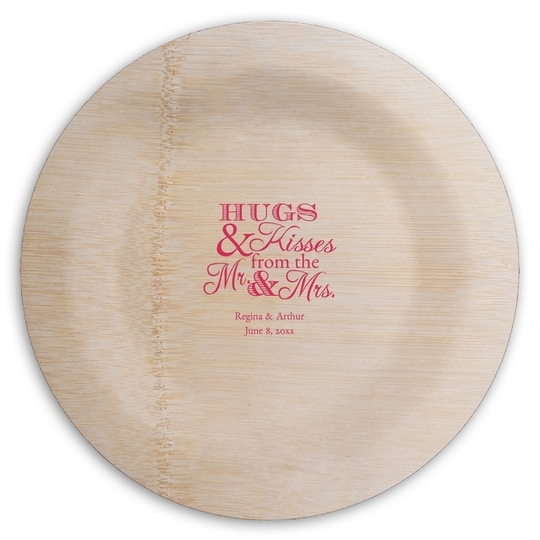 Hugs and Kisses Round Bamboo Plates