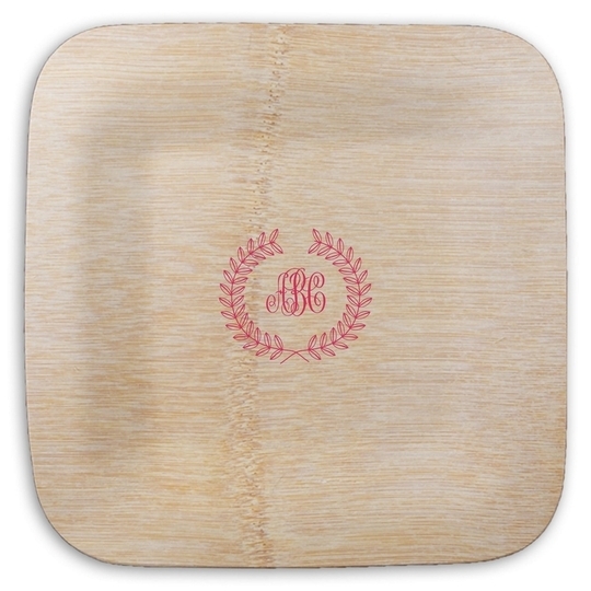 Renaissance Wreath with Monogram Square Bamboo Plates