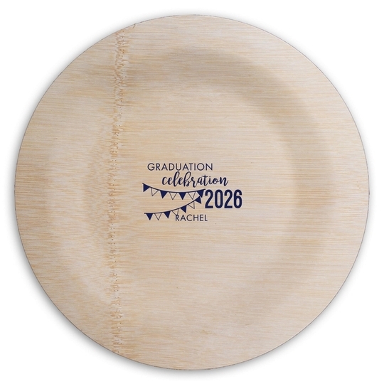 Celebration Pennants Graduation Round Bamboo Plates