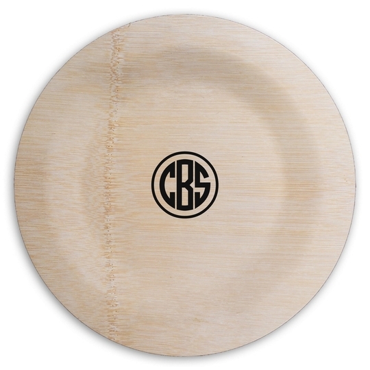 Framed Rounded Monogram Round Bamboo Plates