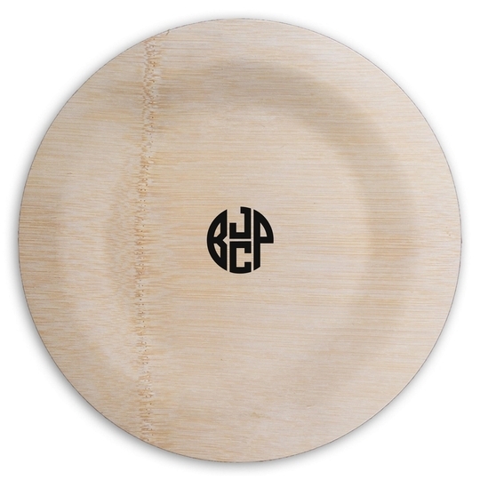 4 Initial Rounded Monogram Round Bamboo Plates