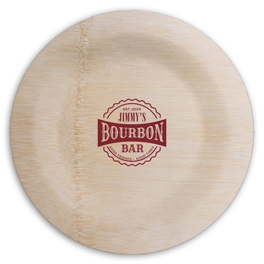 Good Friends Good Times Bourbon Bar Round Bamboo Plates