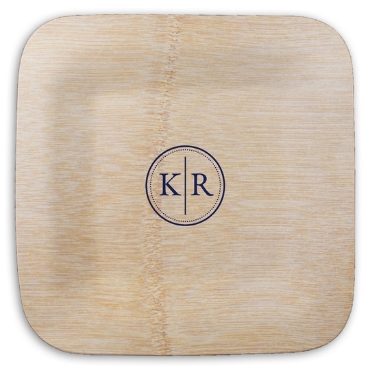 Dotted Circle Duogram Square Bamboo Plates