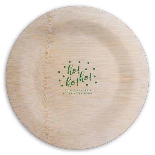 Confetti Dots Ho! Ho! Ho! Round Bamboo Plates