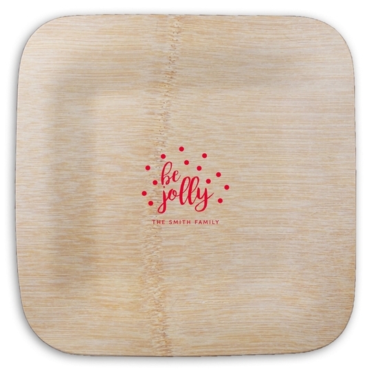 Confetti Dots Be Jolly Square Bamboo Plates