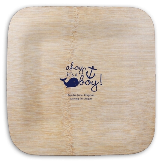 Ahoy It's A Boy Square Bamboo Plates
