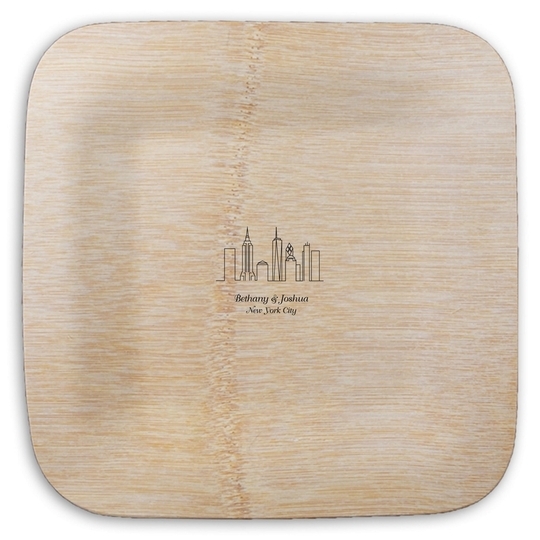 New York City Skyline Square Bamboo Plates