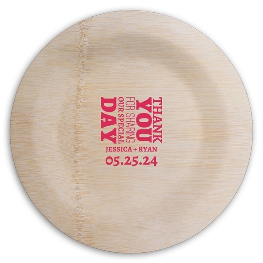 Sharing Our Special Day Round Bamboo Plates
