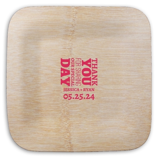 Sharing Our Special Day Square Bamboo Plates