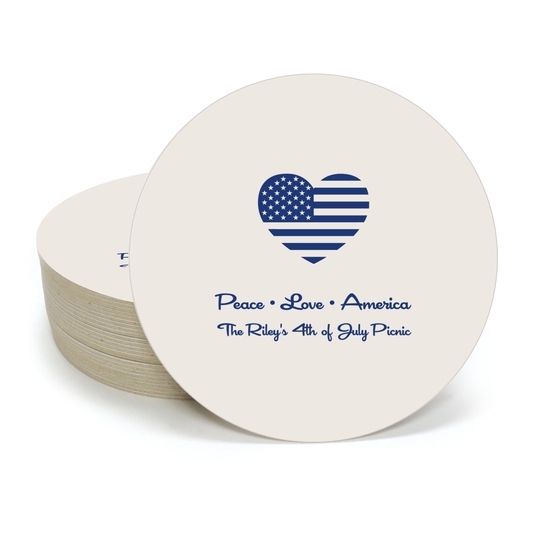 Patriotic Heart Round Coasters