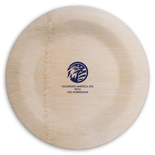 American Eagle with Flag Round Bamboo Plates
