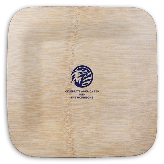 American Eagle with Flag Square Bamboo Plates