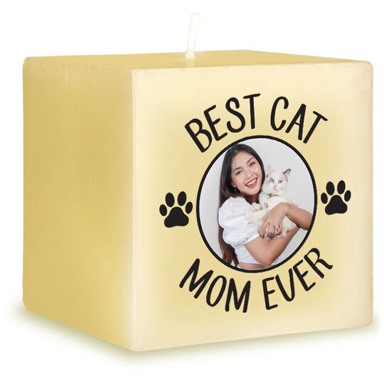 Best Cat Mom Ever Photo 3-Inch Candle