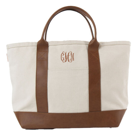 Personalized Kind Tote Bag with Vegan Leather Trim