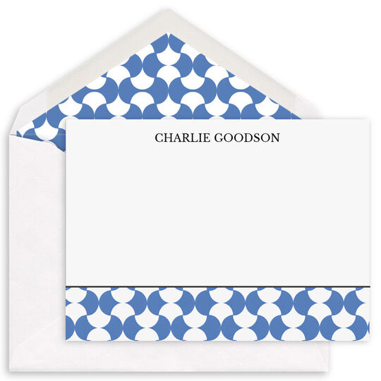 Blue Geometric Waves Flat Note Cards