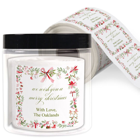 Holiday Garland Square Labels in a Jar