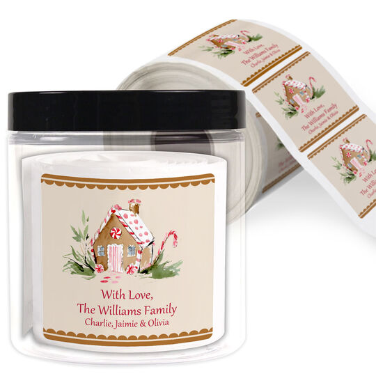 Gingerbread House Square Labels in a Jar