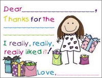 Girl with Gifts Fill-In the Blanks Thank You Note Cards