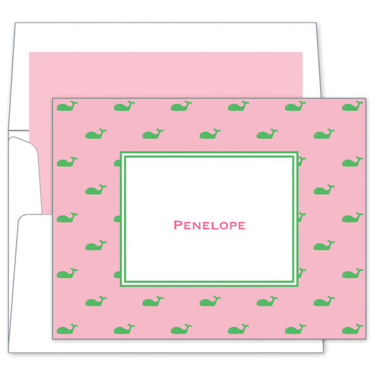 Pink Whale Folded Note Cards