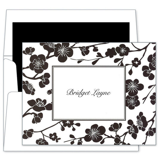 Black Blossom Folded Note Cards