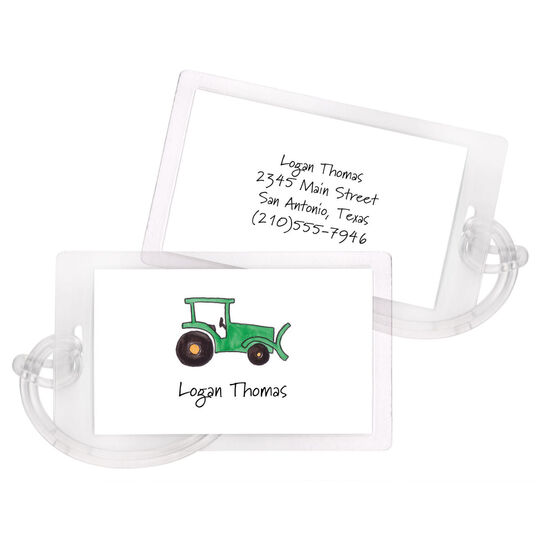 Green Tractor Luggage Tags