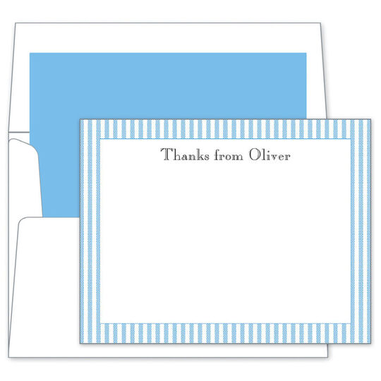 Blue Seersucker Flat Note Cards