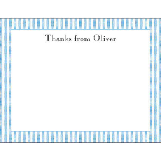 Blue Seersucker Flat Note Cards