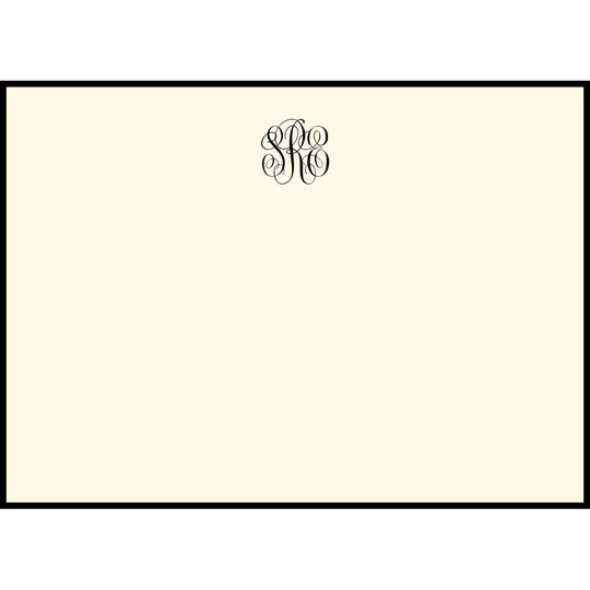 Triple Thick Classic Monogram Border Flat Note Cards - Raised Ink