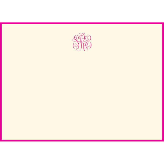Triple Thick Classic Monogram Border Flat Note Cards - Raised Ink