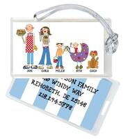 Customized Family Blue Stripe Luggage Tags