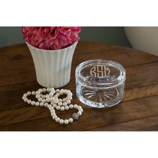Deep Etched Monogram Crystal Celestial Box