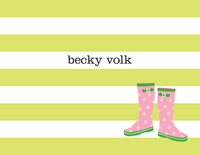 Stripe Wellies Foldover Note cards